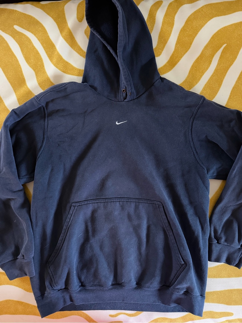 Nike Navy Blue Hooded Sweatshirt with White Swoosh
